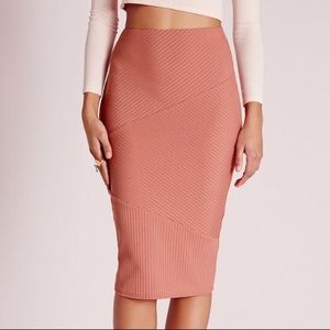 Missguided Panel Rib Midi Skirt